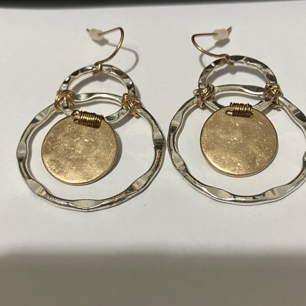 Robert Lee Morris Gold And Silver Hoop Dangle Earrings